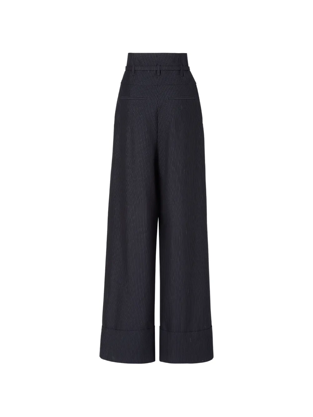 FENDI Broek met krijtstreep en ceintuur Zwart