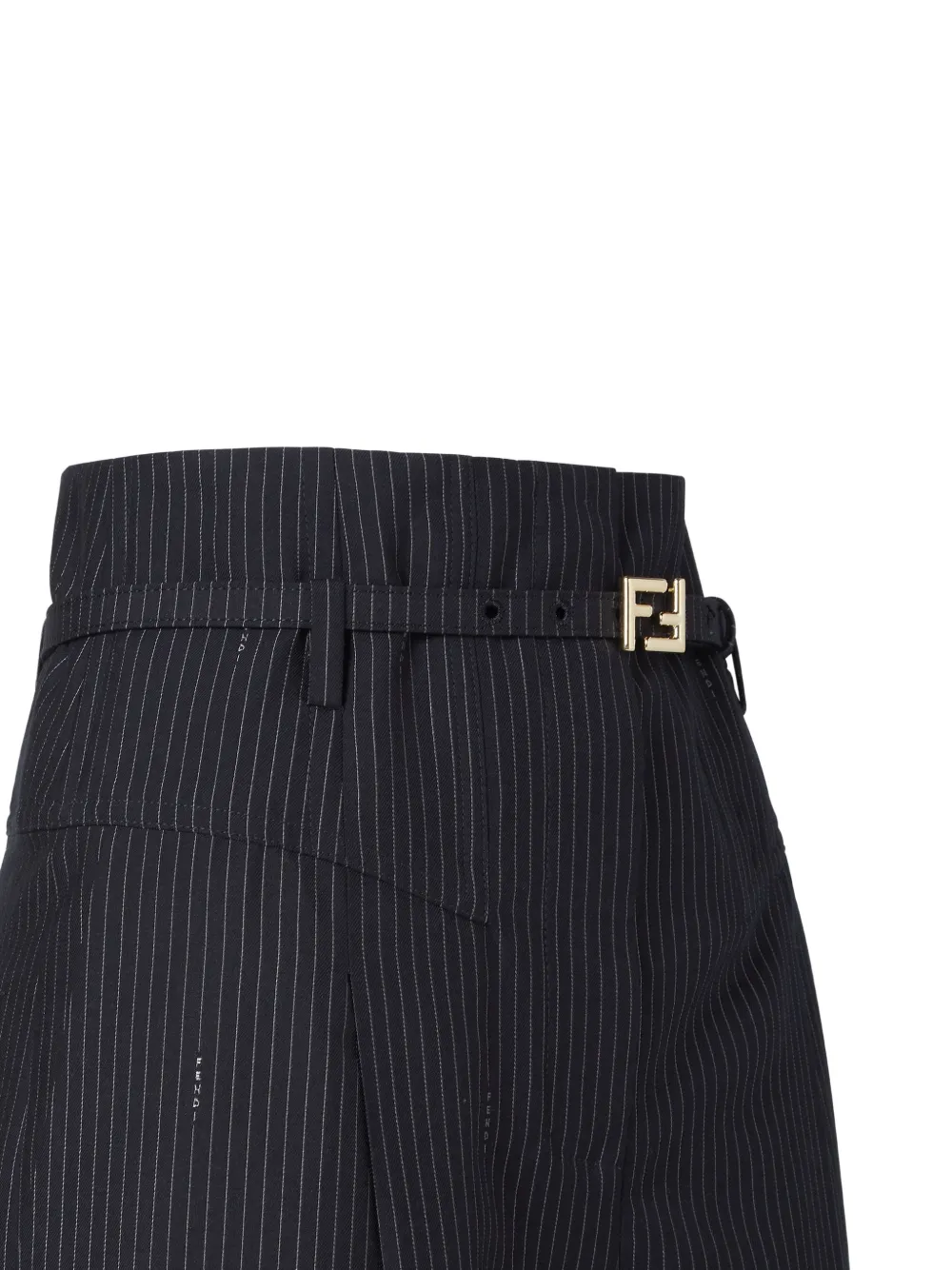 FENDI Broek met krijtstreep en ceintuur Zwart