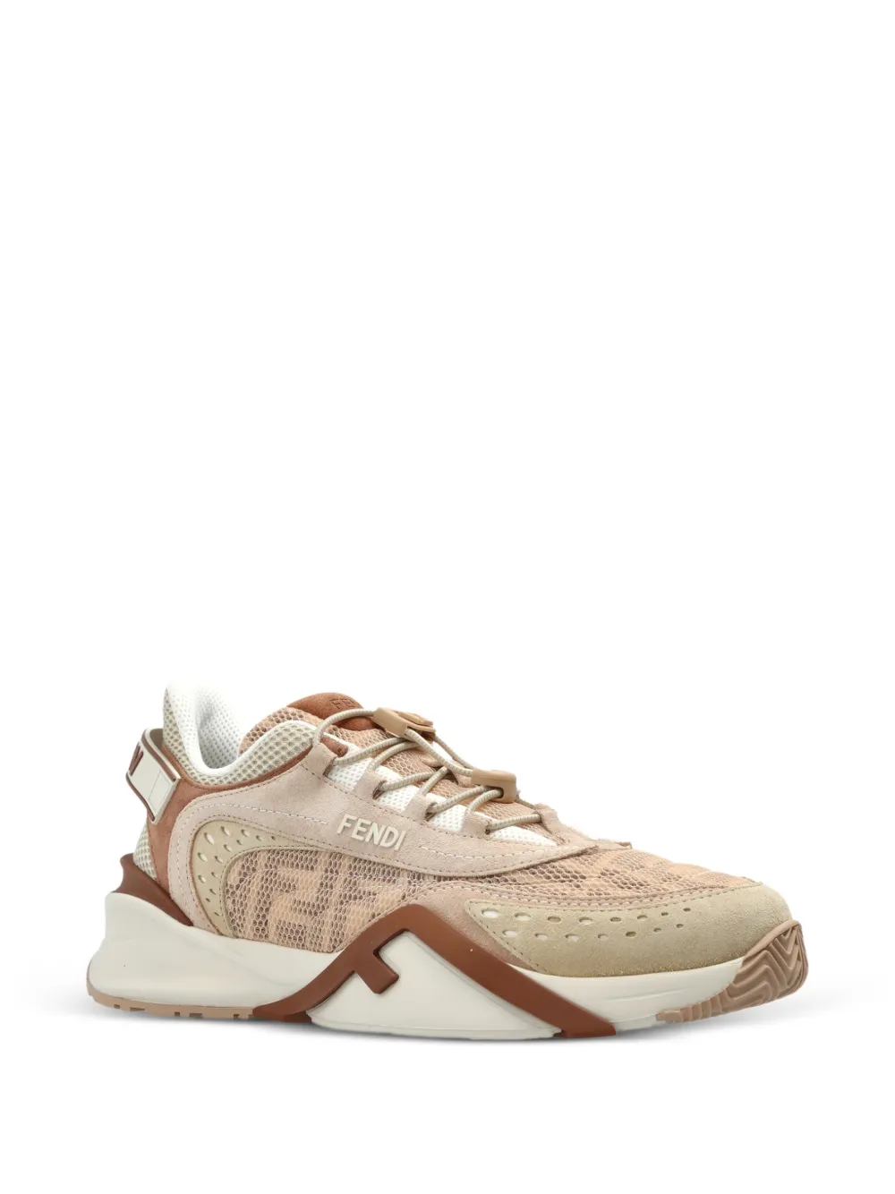 FENDI Flow leather-panelled sneakers Roze