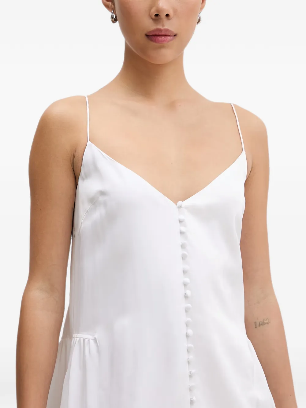 ROTATE BIRGER CHRISTENSEN Jurk met gewelfde afwerking en knopen Wit