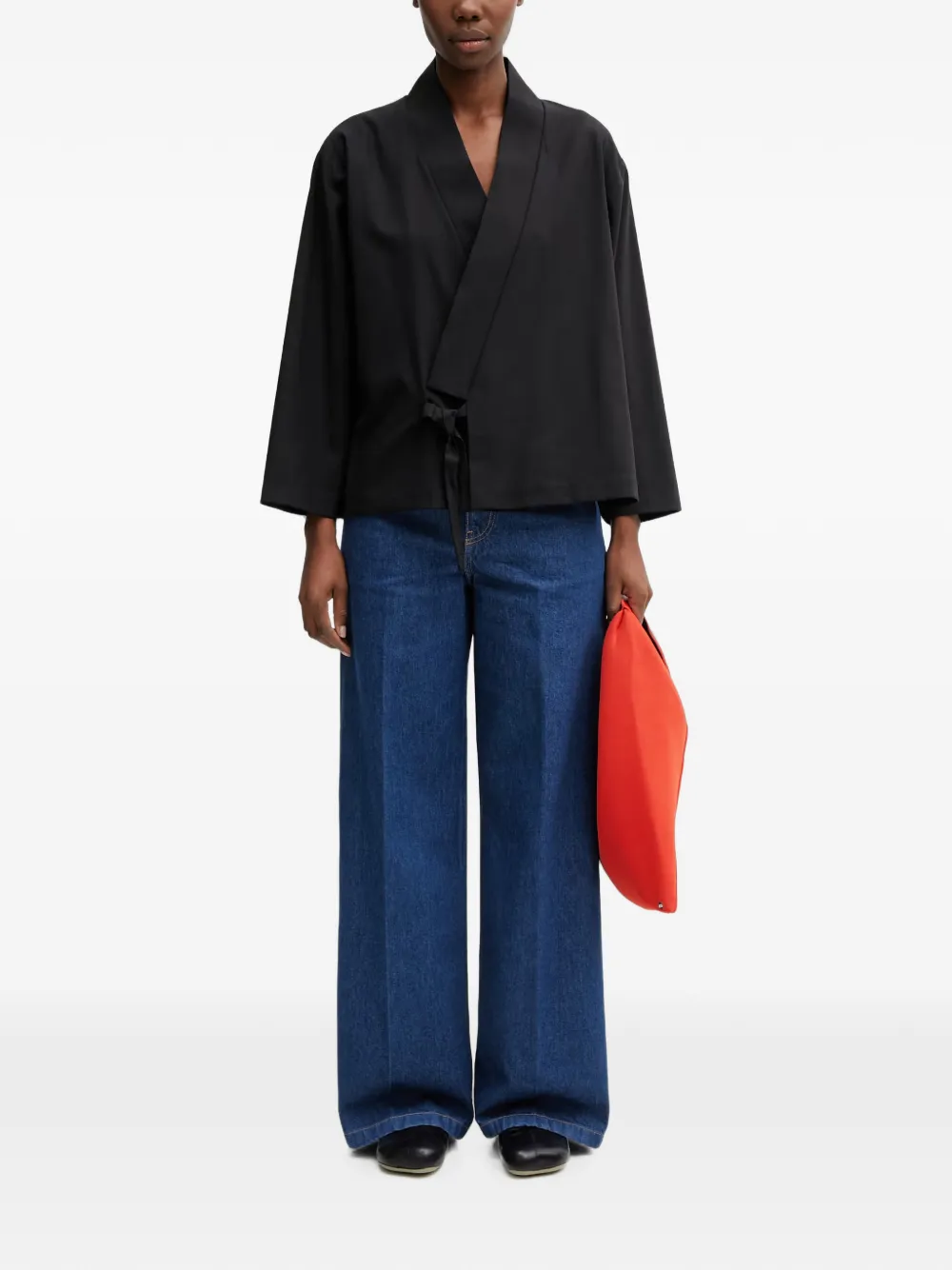 Kenzo wrap-style long-sleeve top - Nero