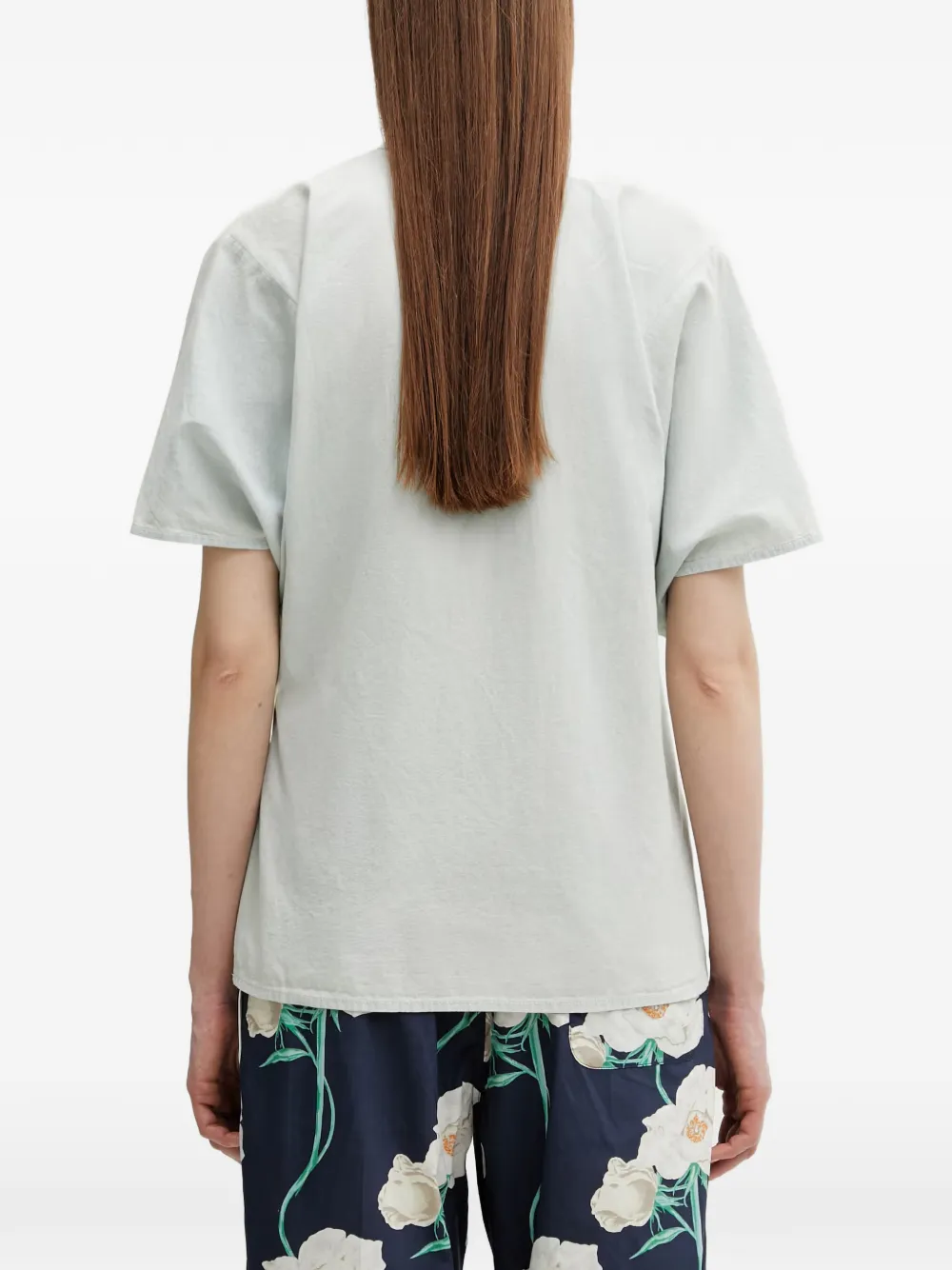 Kenzo Top met korte mouwen en wikkel-design Blauw