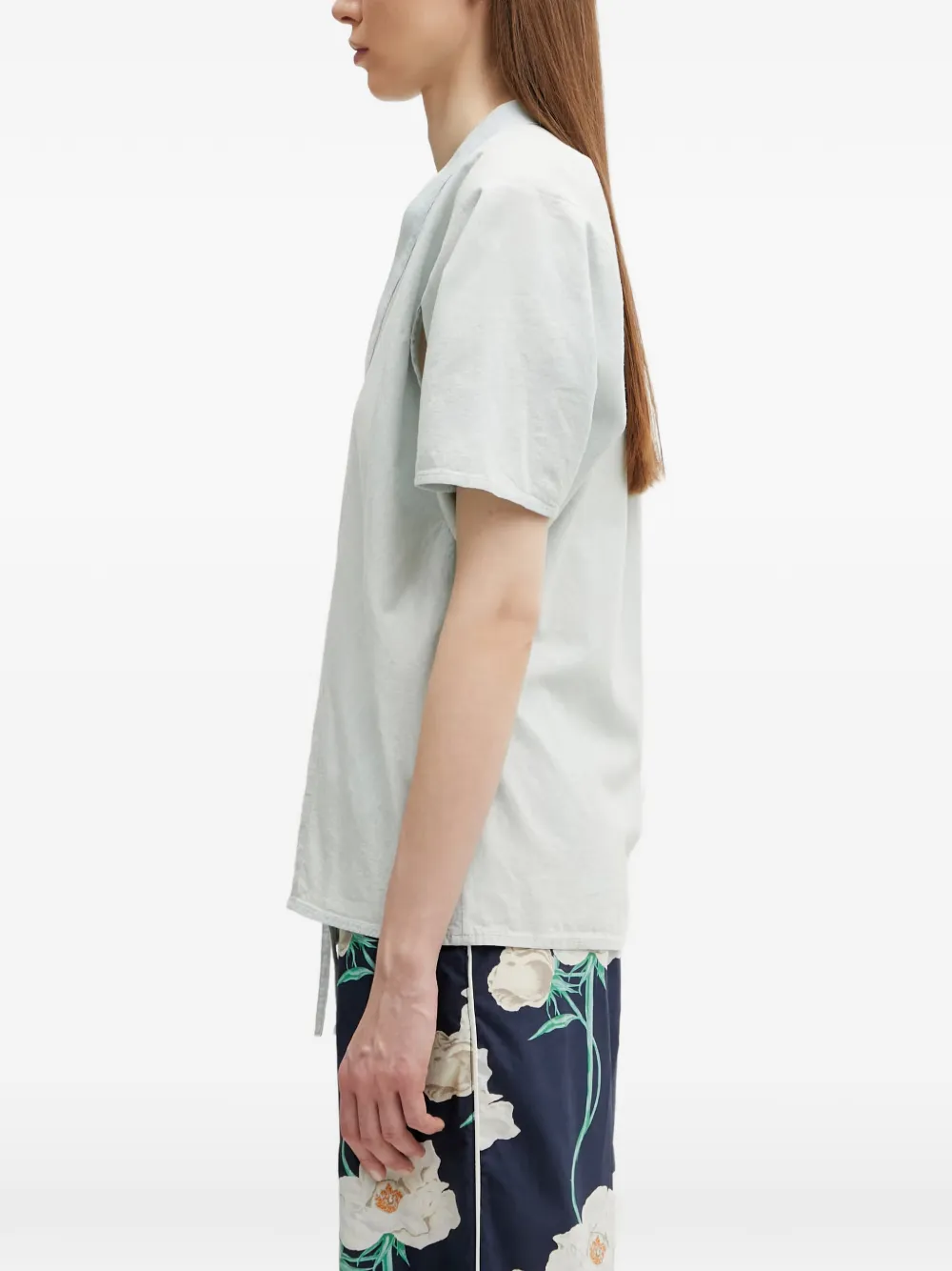 Kenzo Top met korte mouwen en wikkel-design Blauw