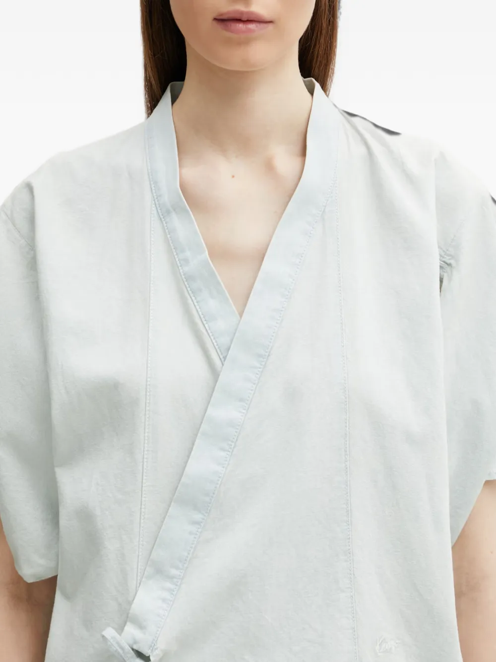 Kenzo Top met korte mouwen en wikkel-design Blauw