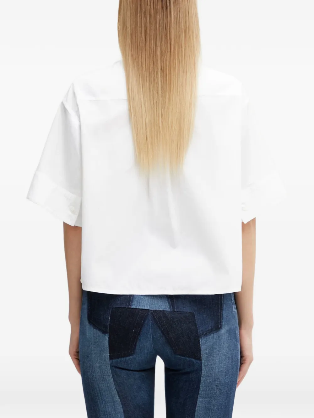 Kenzo Blouse met ronde opstaande kraag en korte mouwen Wit