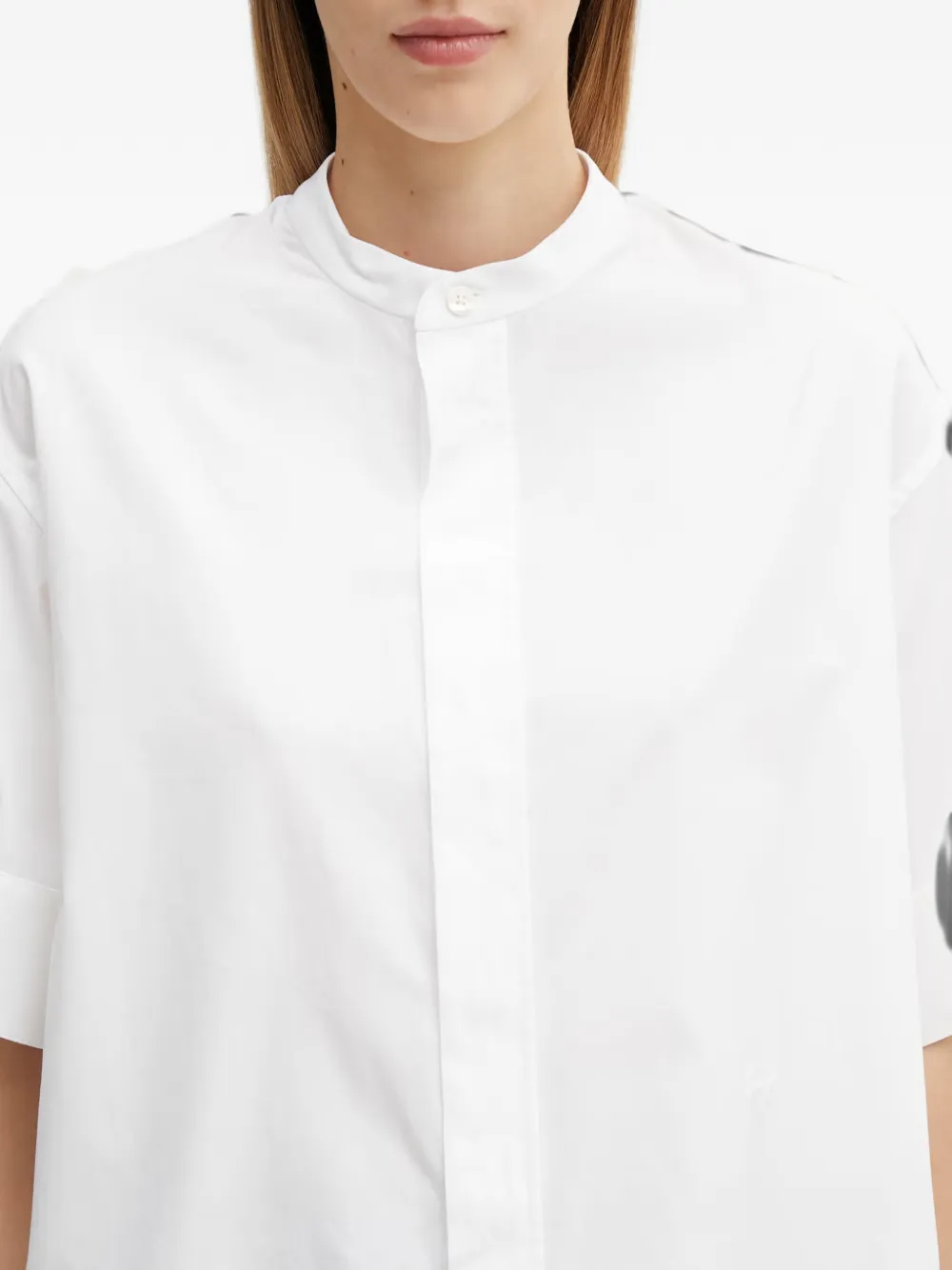 Kenzo Blouse met ronde opstaande kraag en korte mouwen Wit