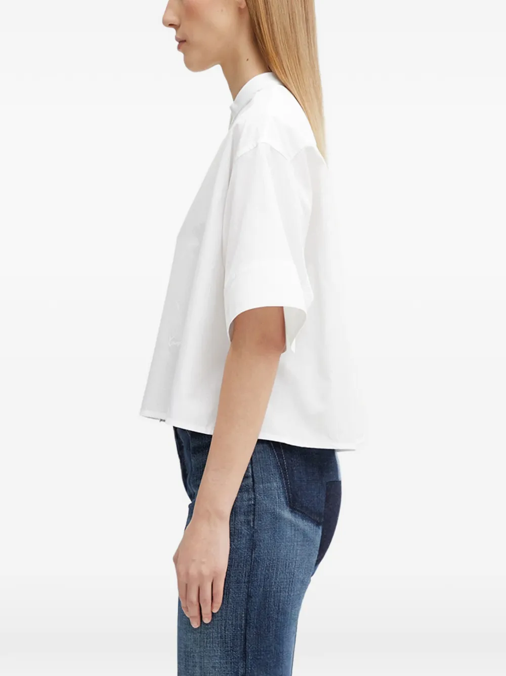 Kenzo Blouse met ronde opstaande kraag en korte mouwen Wit