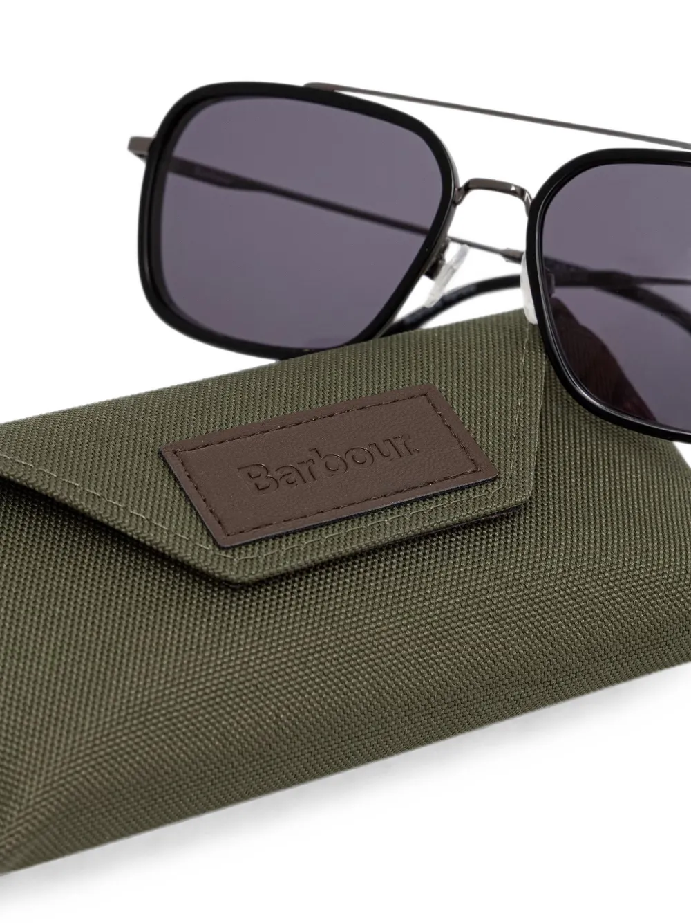 Barbour Zonnebril met dubbele neusbrug en rechthoekig montuur Zwart