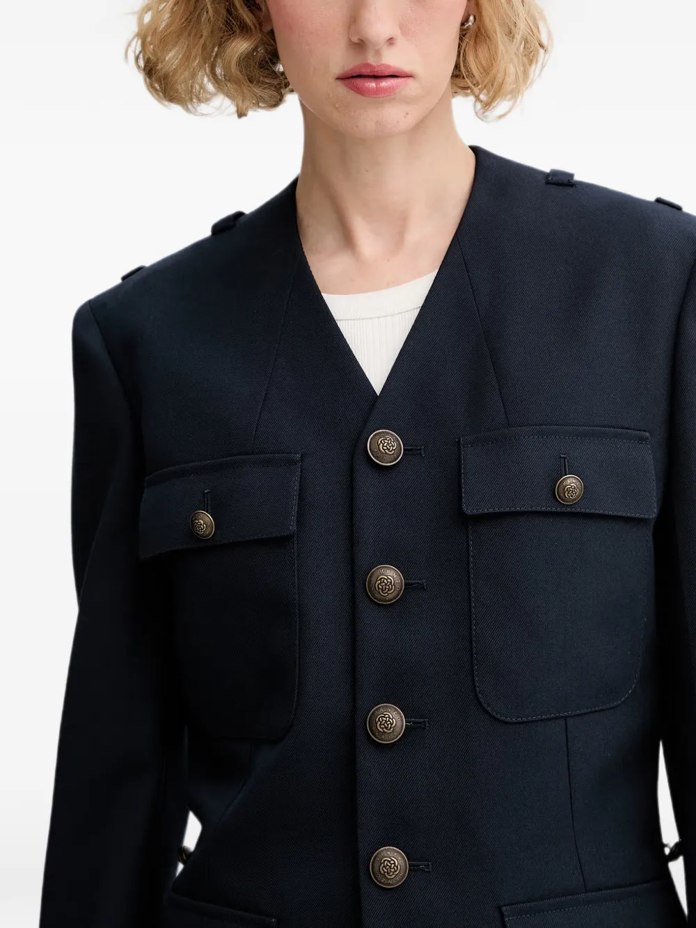 Kenzo Legerjack met zakken Blauw