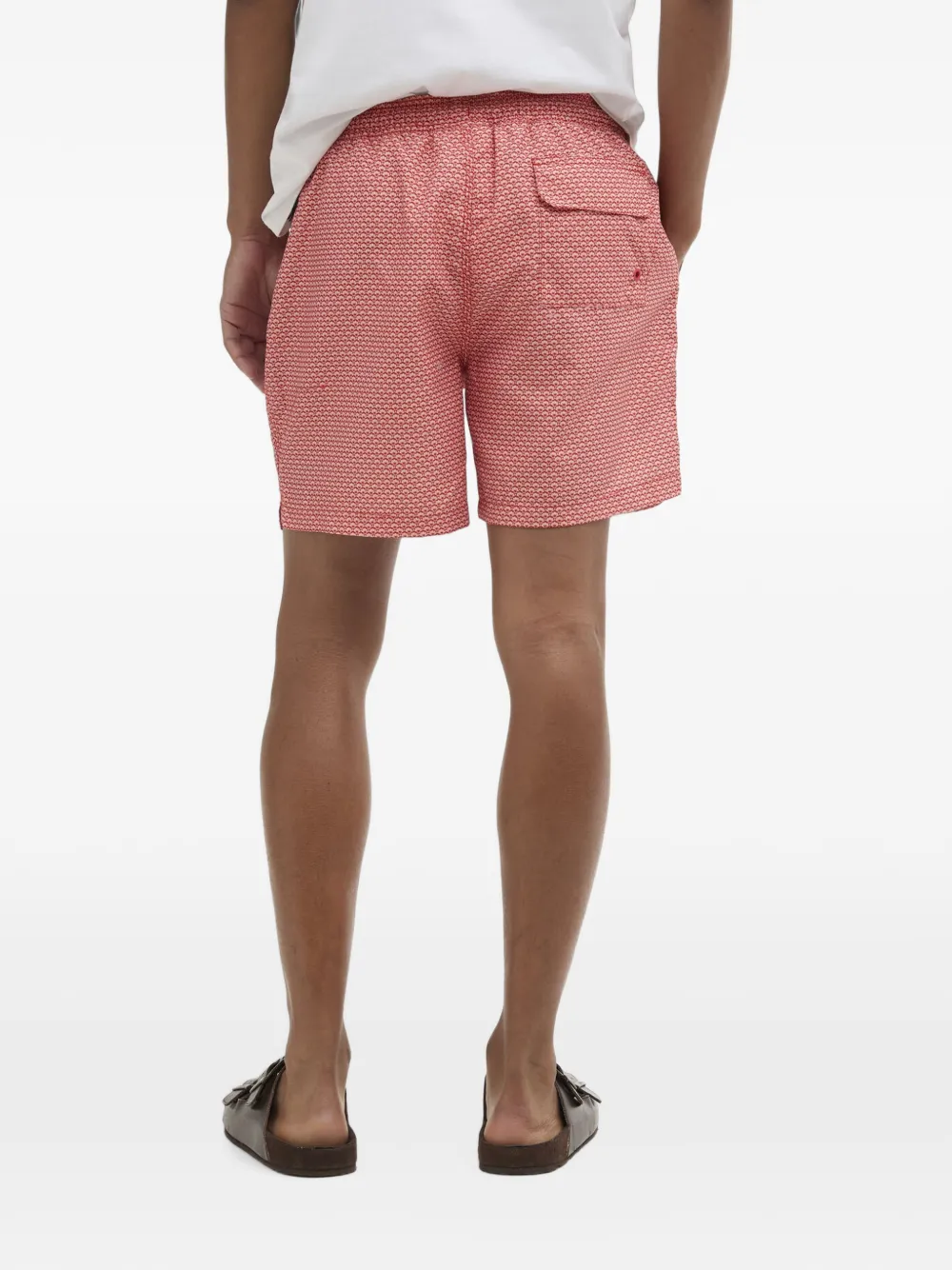 Barbour Shell zwembroek met geometrische print en trekkoord Rood