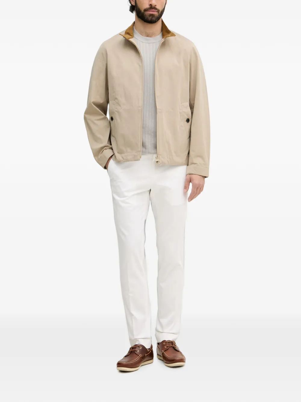 Barbour Tyneside jack met ribfluwelen kraag en trechterhals Beige
