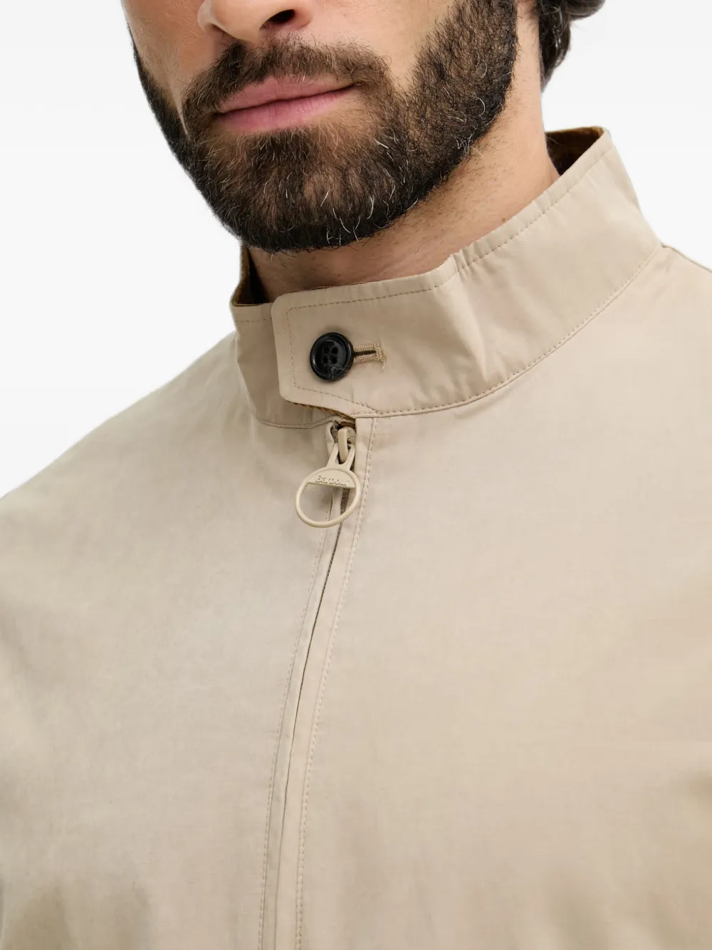Barbour Tyneside jack met ribfluwelen kraag en trechterhals Beige
