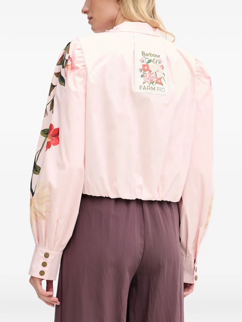 Barbour x FARM Rio Madalena jack met bloemenprint Roze