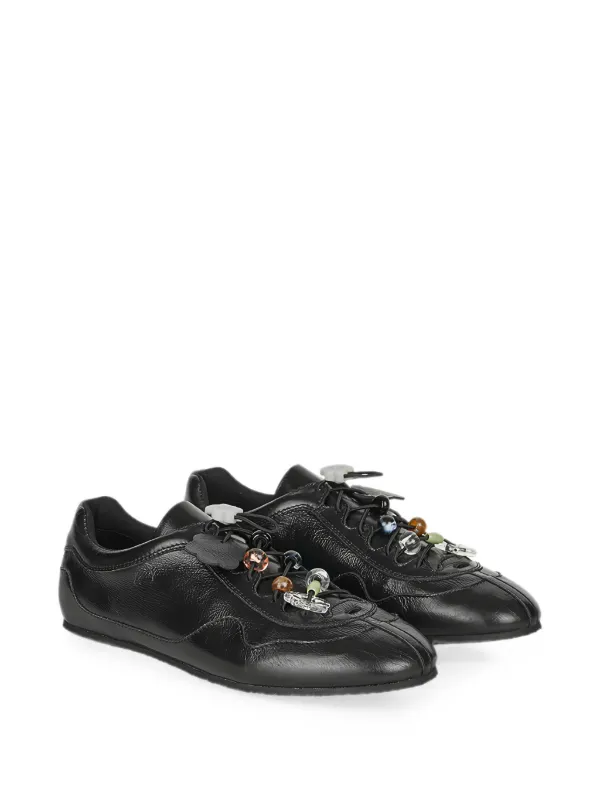 Cecilie Bahnsen Blaise Bead-embellished Leather Low-top Sneakers in Black