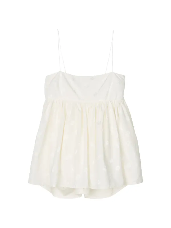 Cecilie Bahnsen Veronica Bow-detail Sleeveless Peplum Blouse in Neutrals