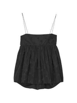 Cecilie Bahnsen Selena Ruffled Textured Top | Black | FARFETCH