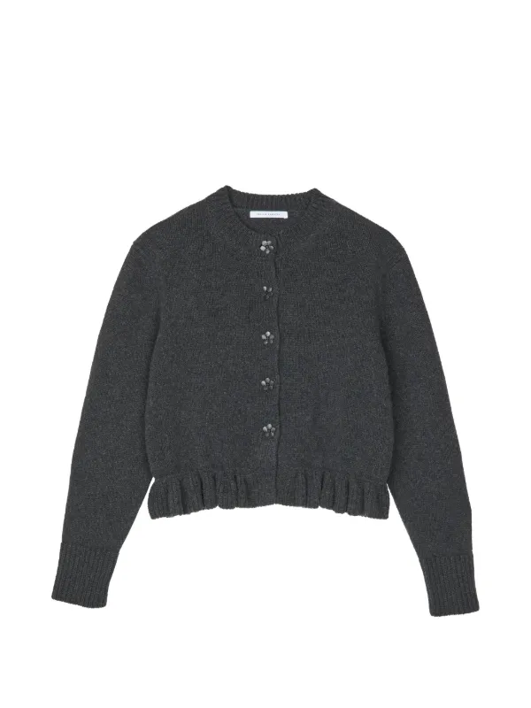 Cecilie Bahnsen Fibbie Ruffled Cardigan in Grey