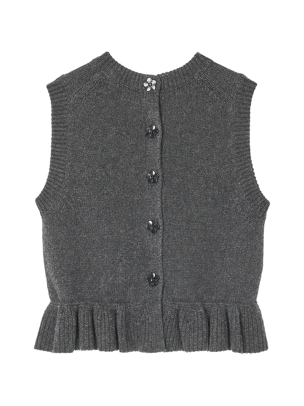 Cecilie Bahnsen Bill Ruffled Knitted Vest in Grey, view 2
