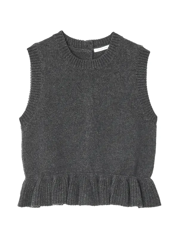 Cecilie Bahnsen Bill Ruffled Knitted Vest in Grey