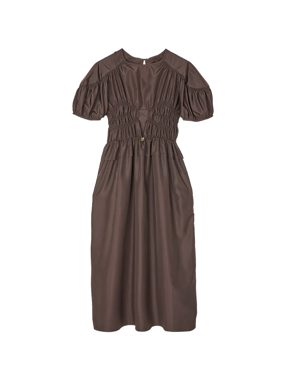 Cecilie Bahnsen Betsy smocked flared midi dress - Marrone
