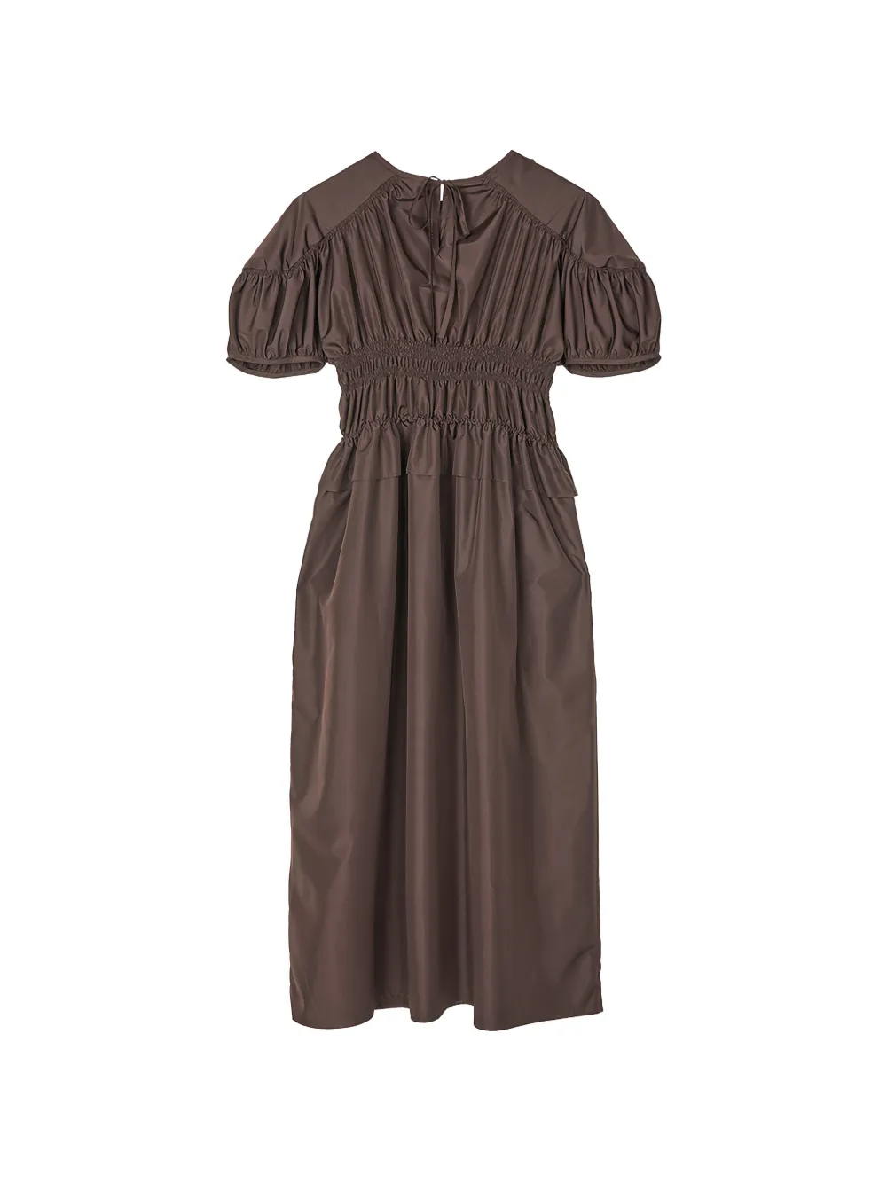 Cecilie Bahnsen Betsy gesmockte flared midi-jurk Bruin