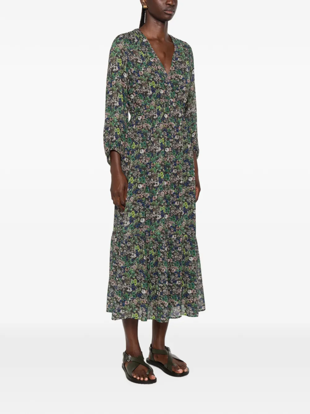 Marc O'Polo Midi-jurk met bloemenprint Bruin