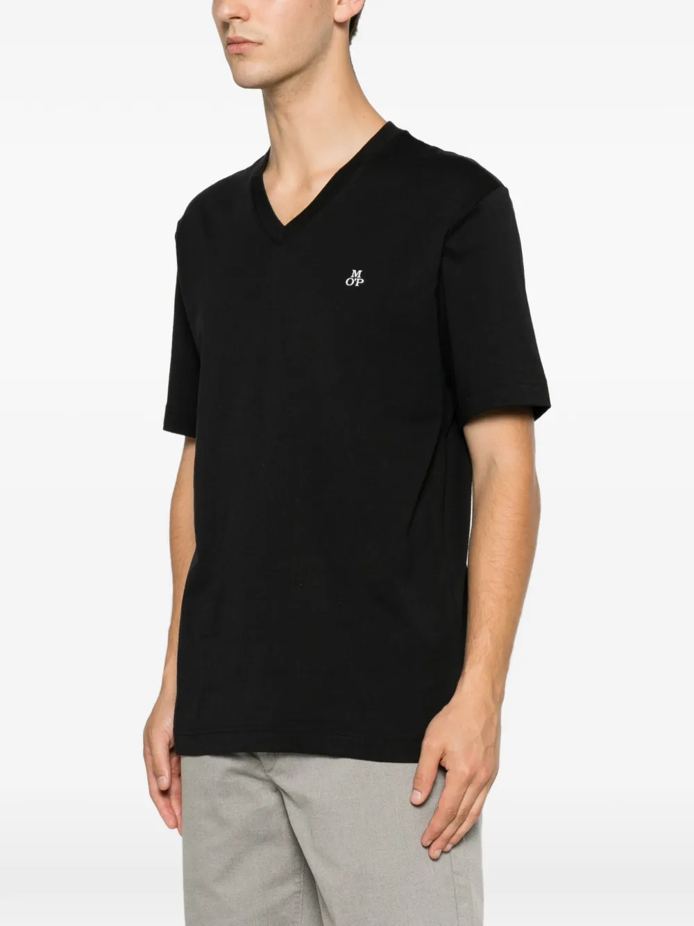 Marc O'Polo T-shirt met geborduurd logo Zwart