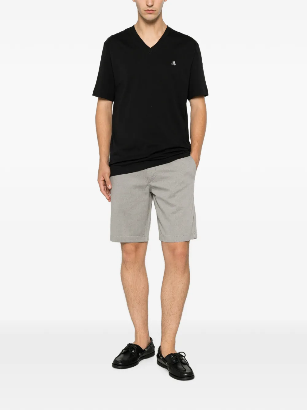 Marc O'Polo T-shirt met geborduurd logo Zwart