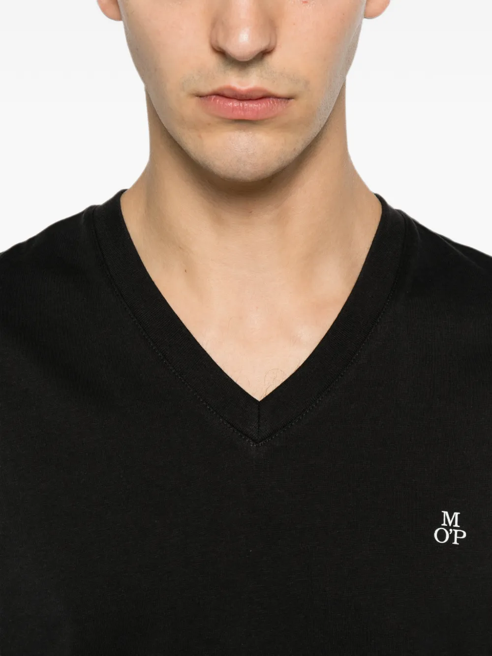 Marc O'Polo T-shirt met geborduurd logo Zwart