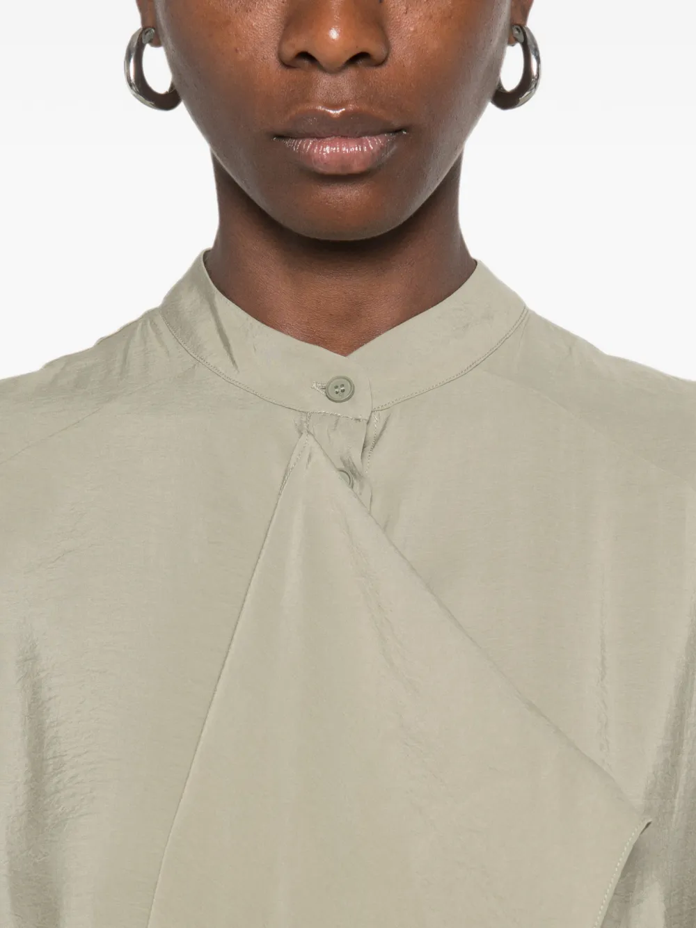 Su midi-jurk met asymmetrisch vlak en ceintuur Groen