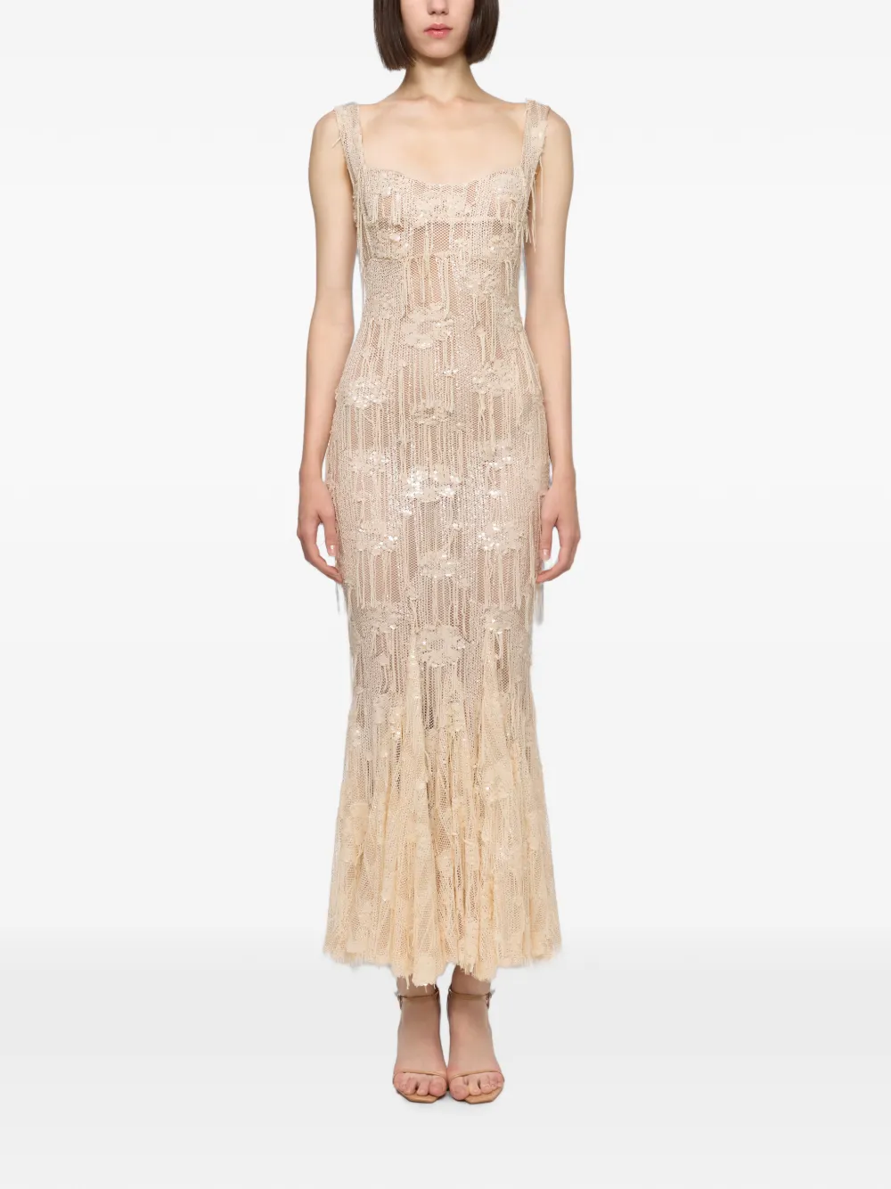 Atu Body Couture lace sequin-embellished dress - Neutrals