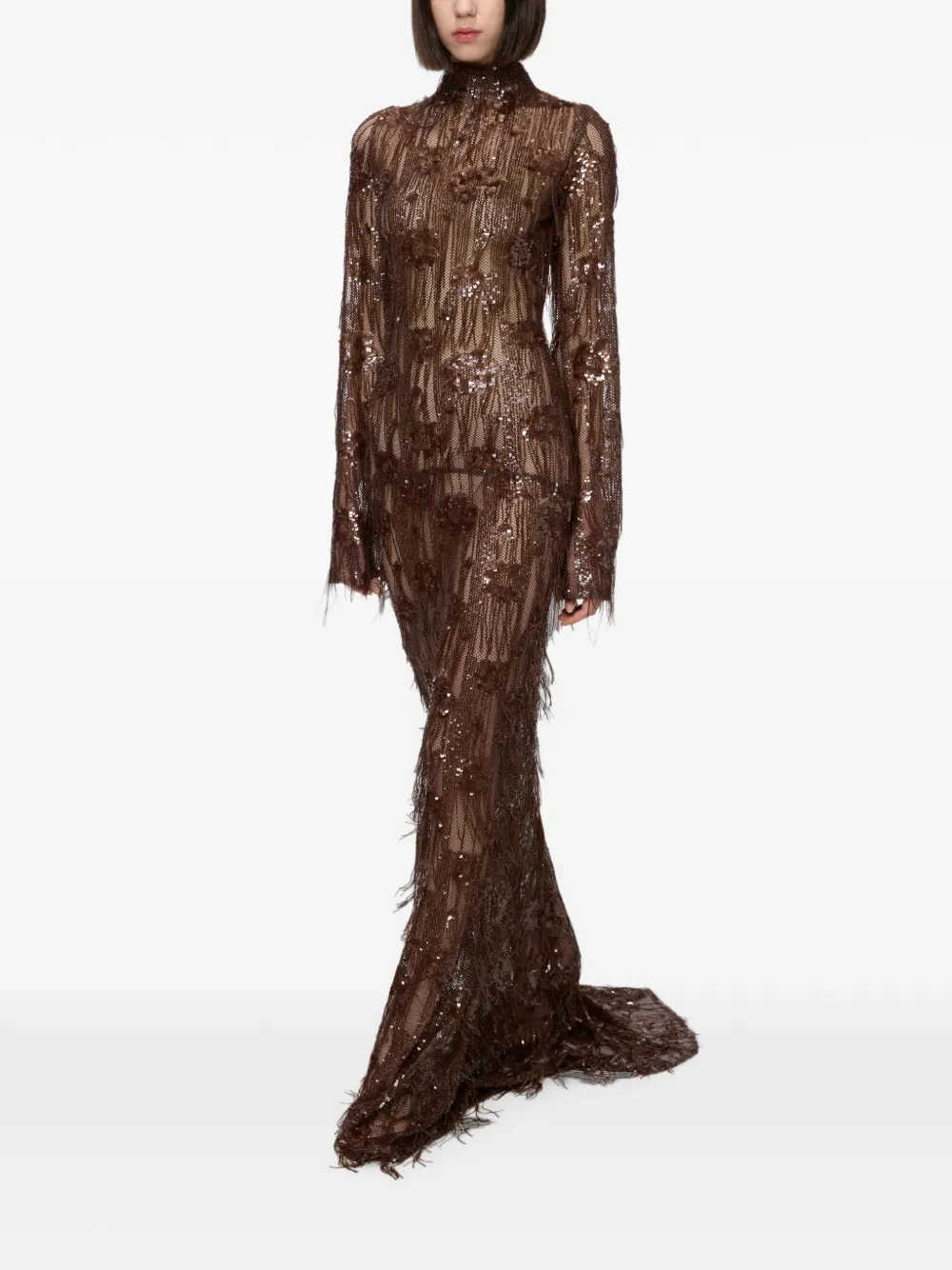 Atu Body Couture Jurk verfraaid met pailletten Bruin
