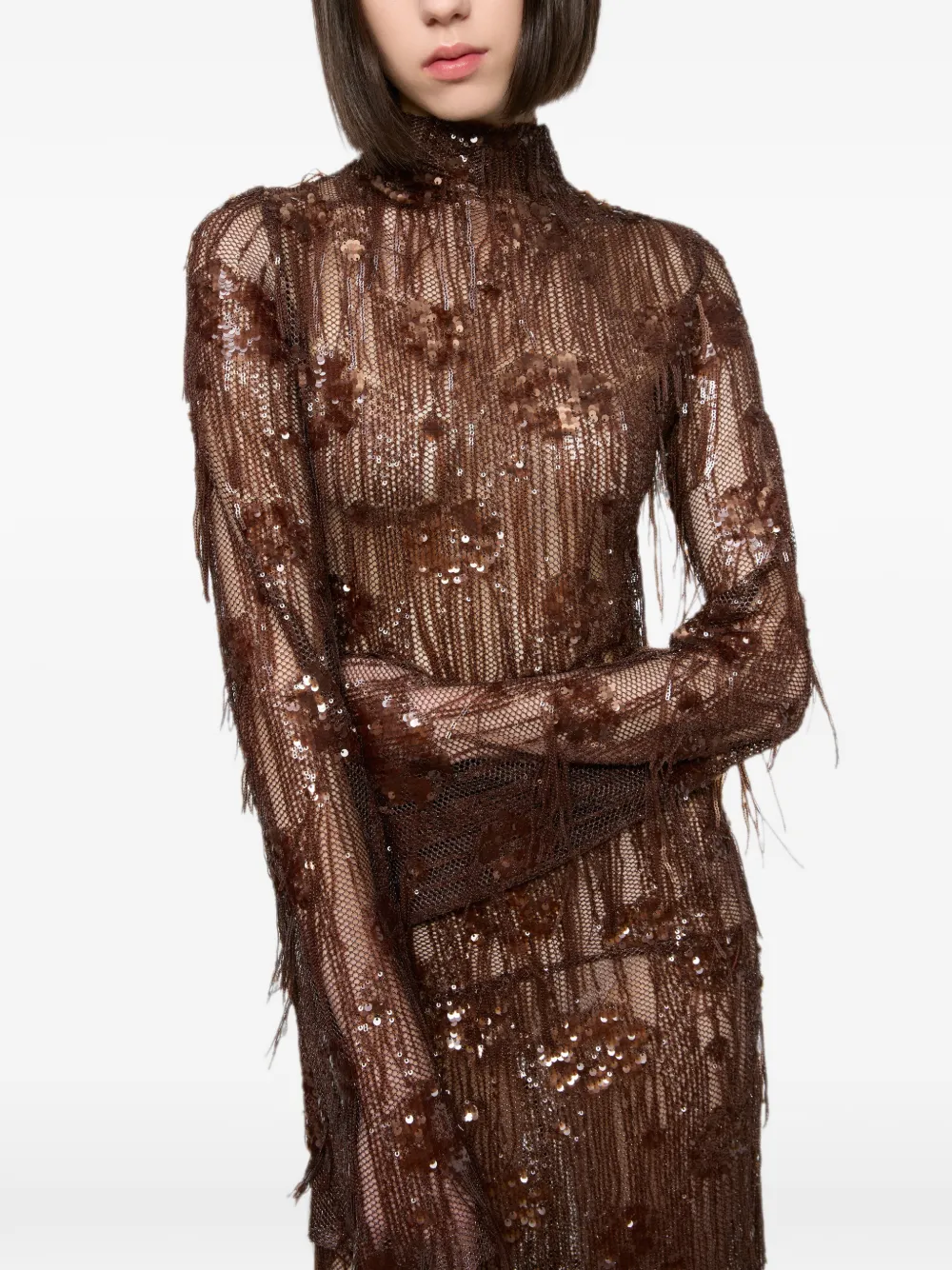 Atu Body Couture Jurk verfraaid met pailletten Bruin