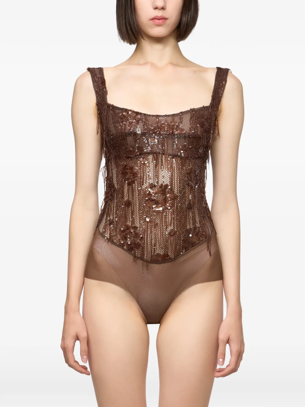 Atu Body Couture sequin-embellished corset bodysuit - Brown