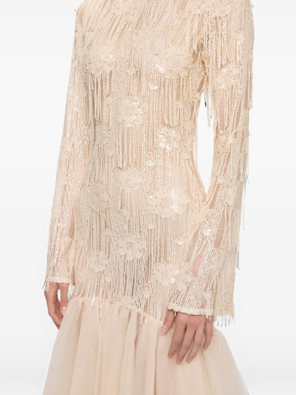 Atu Body Couture Jurk verfraaid met pailletten Beige