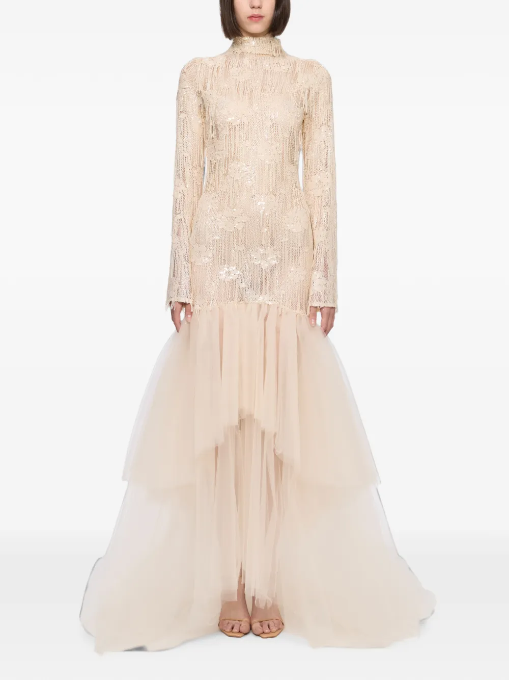 Atu Body Couture sequin-embellished tulle-skirt dress - Neutrals