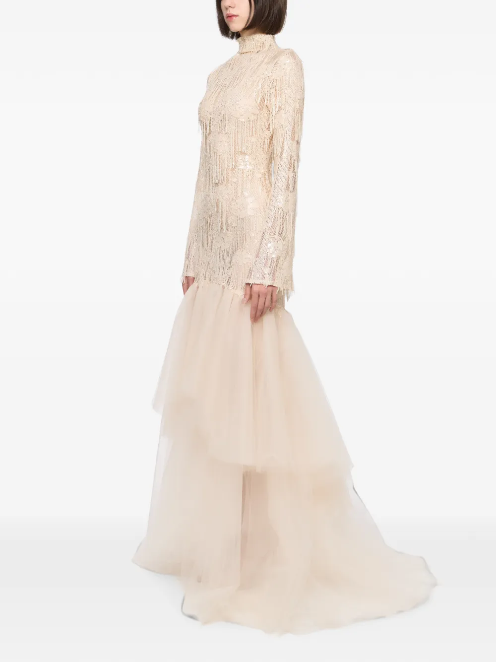Atu Body Couture Jurk verfraaid met pailletten Beige