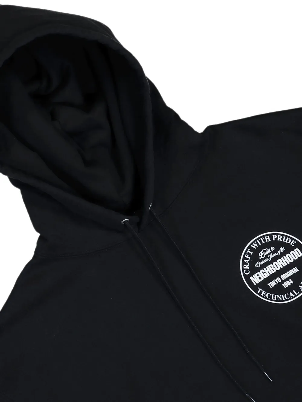 Neighborhood Hoodie met logoprint en trekkoord Zwart