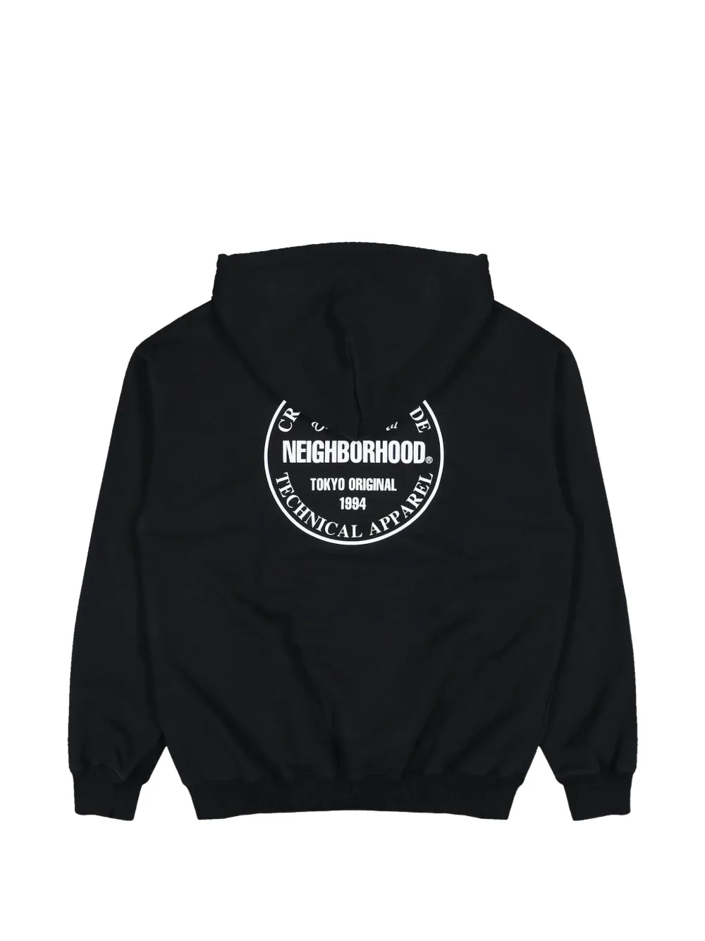 Neighborhood Hoodie met logoprint en trekkoord Zwart