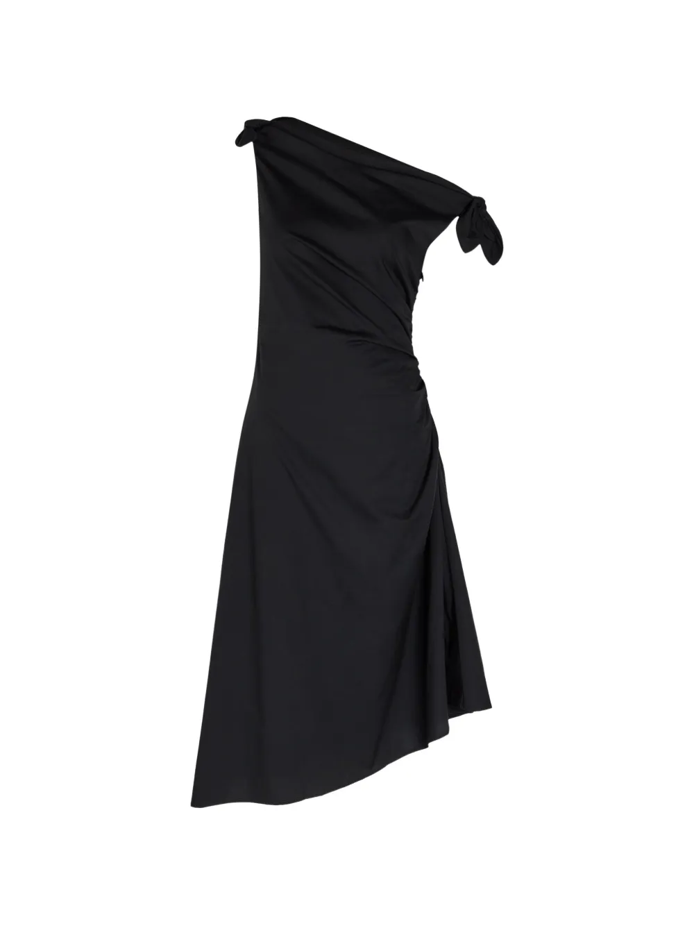 STAUD Bellaria one-shoulder ruched midi dress - Nero