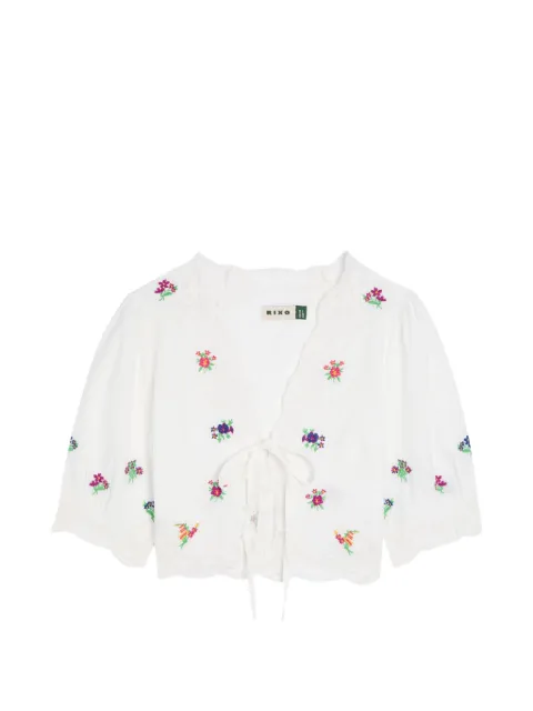 Rixo Bestickte Ursula Bluse mit Spitzenbesatz
