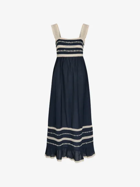 Rixo Besticktes Malie Midikleid mit Spitzenbesatz