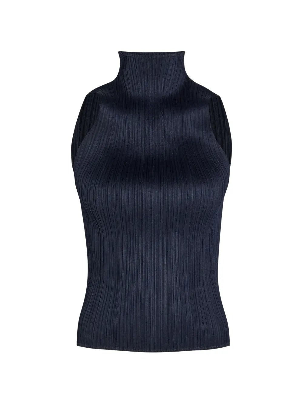 Pleats Please Issey Miyake Plissiertes Top mit Stehkragen - Blau