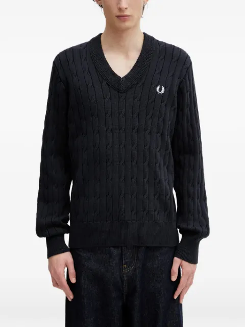 Fred Perry cable-knit V-neck sweater
