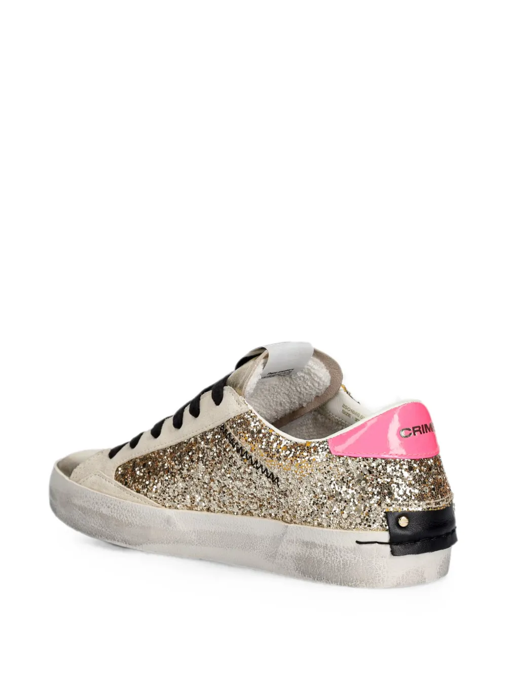 Crime London Distressed glitter-details sneakers Goud