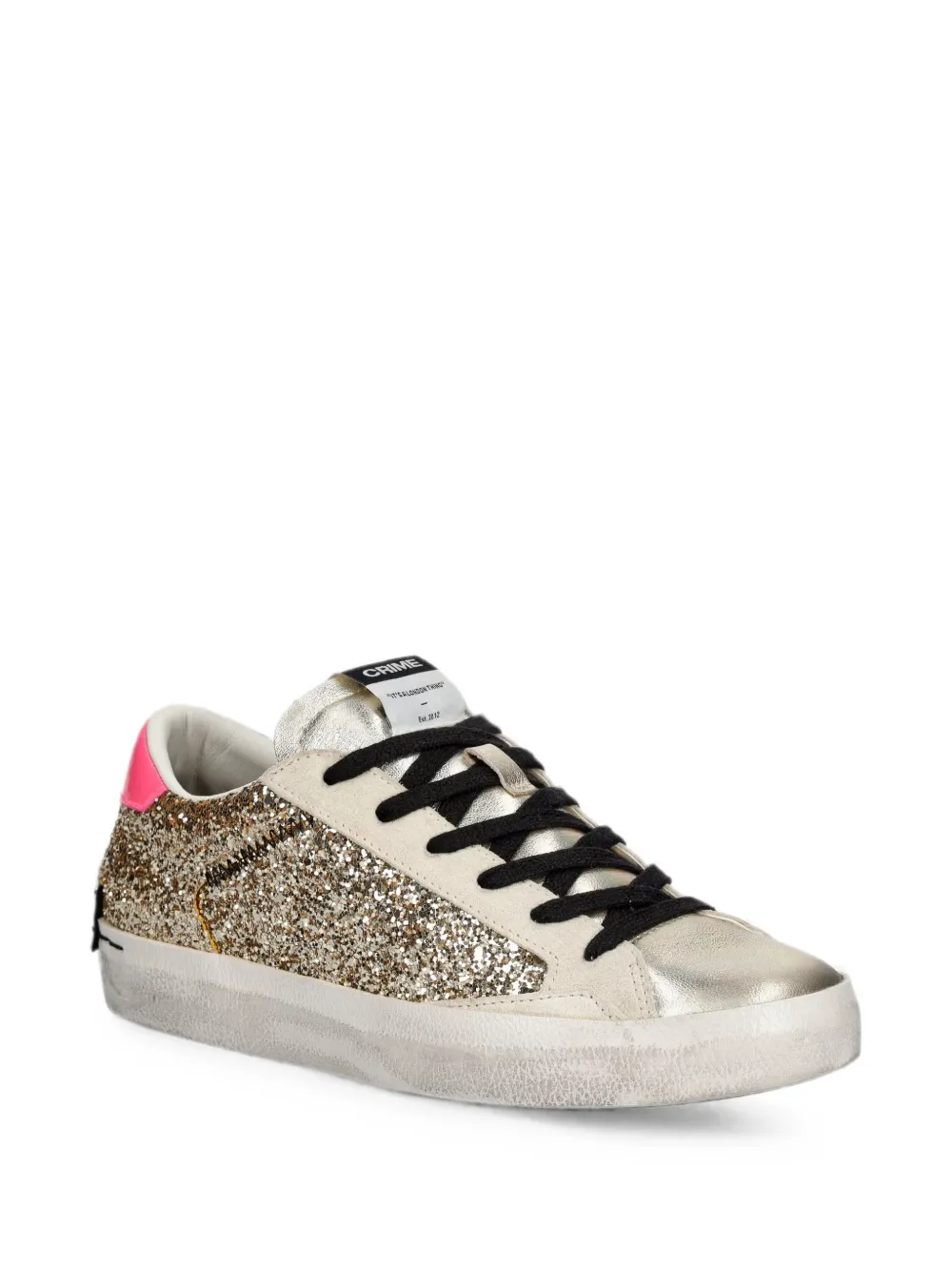 Crime London Distressed glitter-details sneakers Goud
