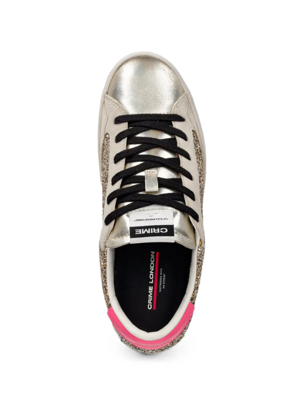 Crime London Distressed glitter-details sneakers Goud