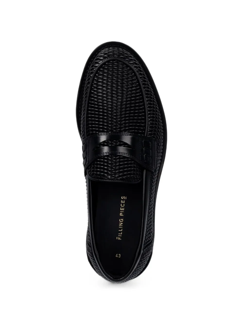 Filling Pieces Reed woven-design penny loafers Zwart