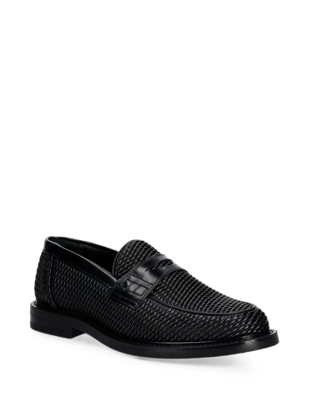 Filling Pieces Reed woven-design penny loafers Zwart