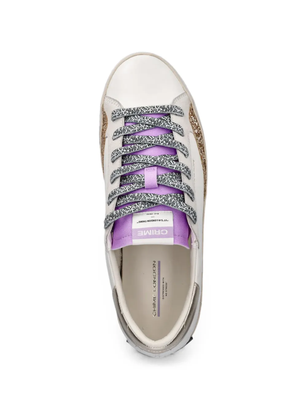 Crime London Distressed Platform glitter-detail sneakers Wit
